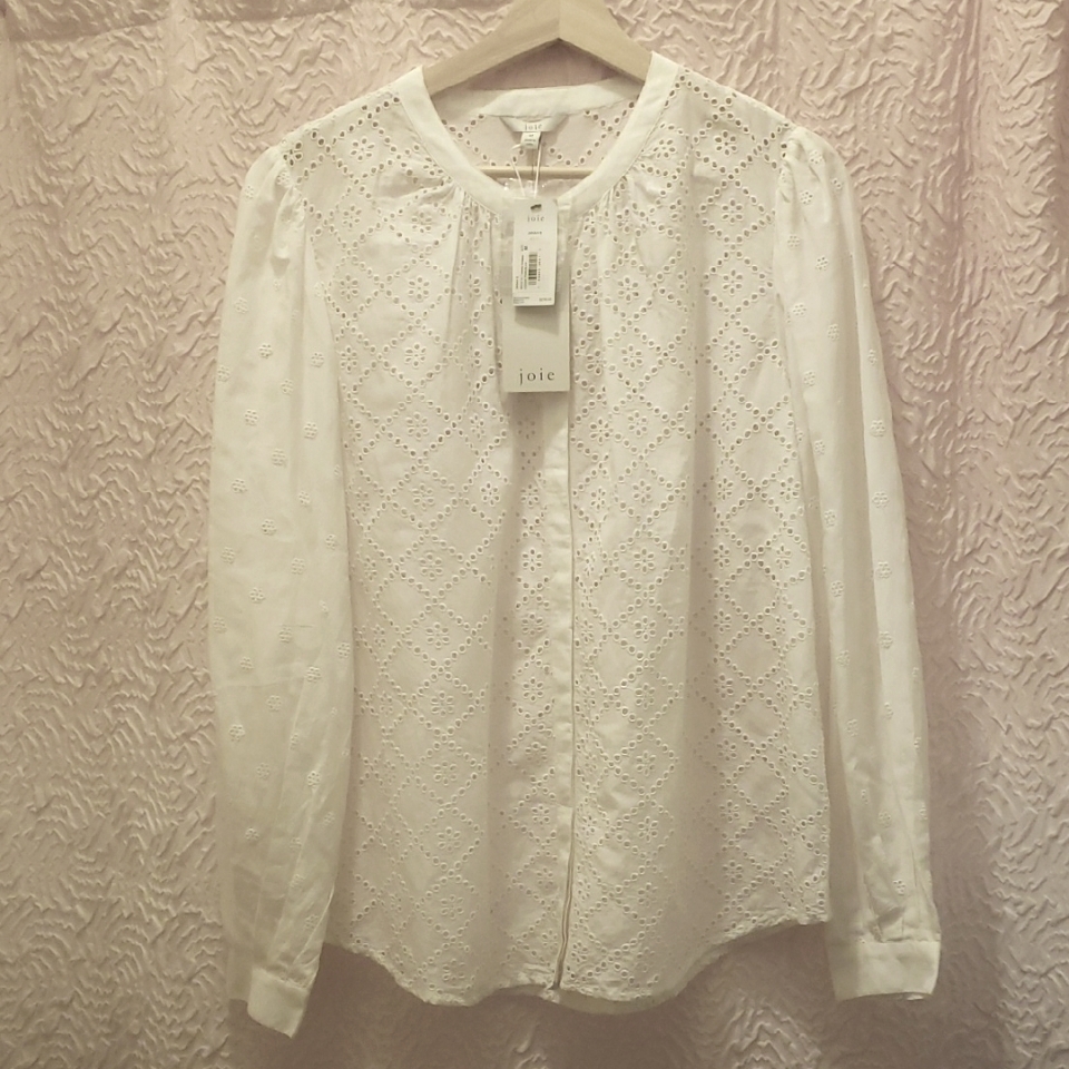 Nwt Joie Cream/Off-White Eyelet Blouse Size Medium